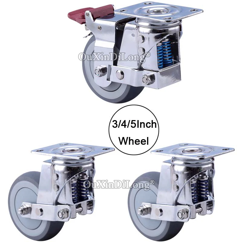 

High Quality 4PCS Heavy Equipment Gate Industrial Casters Spring Anti-Seismic Casters with Silent Damping Wheels Rollers Runners