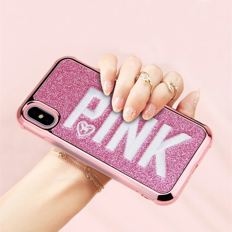 Cute 3D embroidery PINK glitter bling soft phone case for iphone 7 8 plus X XS MAX XR back cover for iphone 7 8 6 6S plus cases
Cute 3D embroidery PINK glitter bling soft phone case for iphone 7 8 plus X XS MAX XR back cover for iphone 7 8 6 6S plus cases