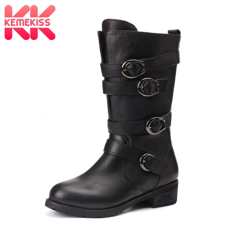 KemeKiss Women Real Leather Flats Boots Motorcycle Buckle Winter Shoes Women Plush Mid Calf Boots Punk Warm Shoes Size 34-41
KemeKiss Women Real Leather Flats Boots Motorcycle Buckle Winter Shoes Women Plush Mid Calf Boots Punk Warm Shoes Size 34-41
