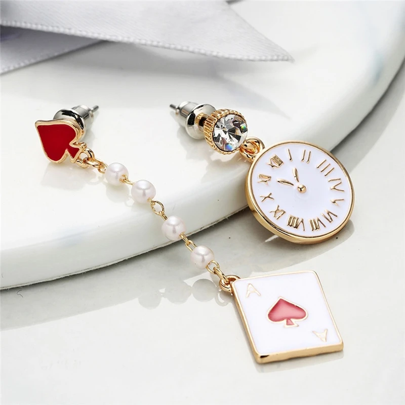 Korea Asymmetric Hypoallergenic Alice Clock Poker Cute Earrings Without Pierced Ear Clips For Woman Jewelry Gift
Korea Asymmetric Hypoallergenic Alice Clock Poker Cute Earrings Without Pierced Ear Clips For Woman Jewelry Gift