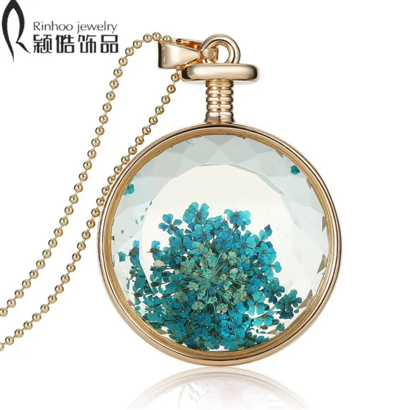 natural plant dried flowers necklaces round gold glass locket fashion blue dry flower pendant necklace women jewelry
natural plant dried flowers necklaces round gold glass locket fashion blue dry flower pendant necklace women jewelry
