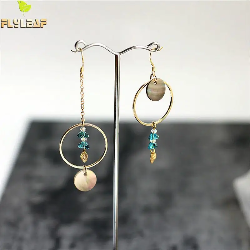 Flyleaf 925 Sterling Silver Crystal Natural Shell Asymmetry Long Earrings For Women Gold Big Round Drop Earings Fashion Jewelry
Flyleaf 925 Sterling Silver Crystal Natural Shell Asymmetry Long Earrings For Women Gold Big Round Drop Earings Fashion Jewelry