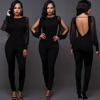 High Quality Mesh Long Sleeve Sexy Women Backless Party Jumpsuit Playsuit Ladies Bodycon Romper Trousers Clubwear for woman 
High Quality Mesh Long Sleeve Sexy Women Backless Party Jumpsuit Playsuit Ladies Bodycon Romper Trousers Clubwear for woman
