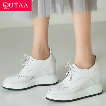 QUTAA 2020 Women Pumps Fashion Lace Up Platform Wedges Heel All Match Cow Leather+pu Round Toe Fashion Women Pumps Size 34-39
QUTAA 2020 Women Pumps Fashion Lace Up Platform Wedges Heel All Match Cow Leather+pu Round Toe Fashion Women Pumps Size 34-39