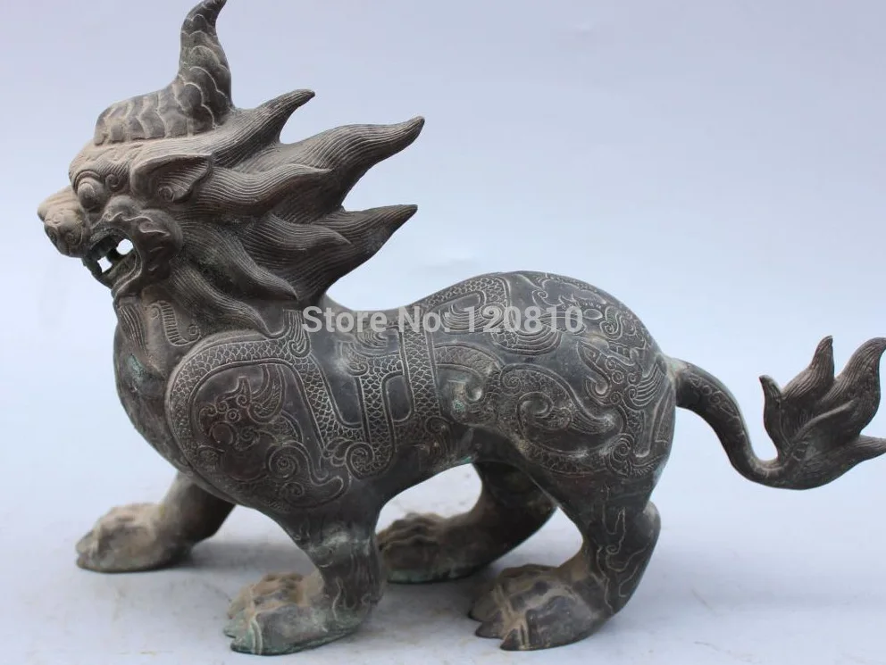 10" Chinese Bronze Fengshui Guardian Dragon Beast Kylin Chi-lin Unicorn Statue
10" Chinese Bronze Fengshui Guardian Dragon Beast Kylin Chi-lin Unicorn Statue