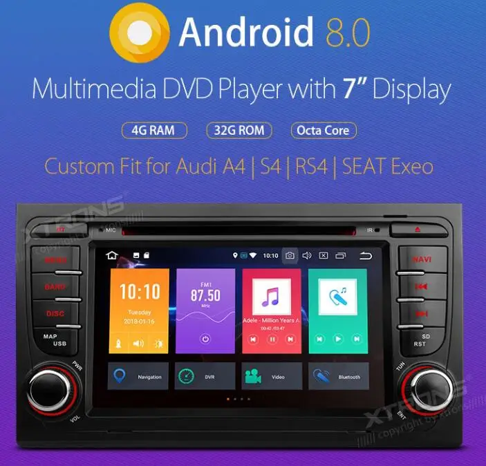 XTRONS 7" Android 8.0 Octa Core GPS Radio Car DVD Player for Audi A4 S4 B6 B7/RS4 2002 2003 2004 2005 2006 2007 2008/SEAT Exeo
XTRONS 7" Android 8.0 Octa Core GPS Radio Car DVD Player for Audi A4 S4 B6 B7/RS4 2002 2003 2004 2005 2006 2007 2008/SEAT Exeo