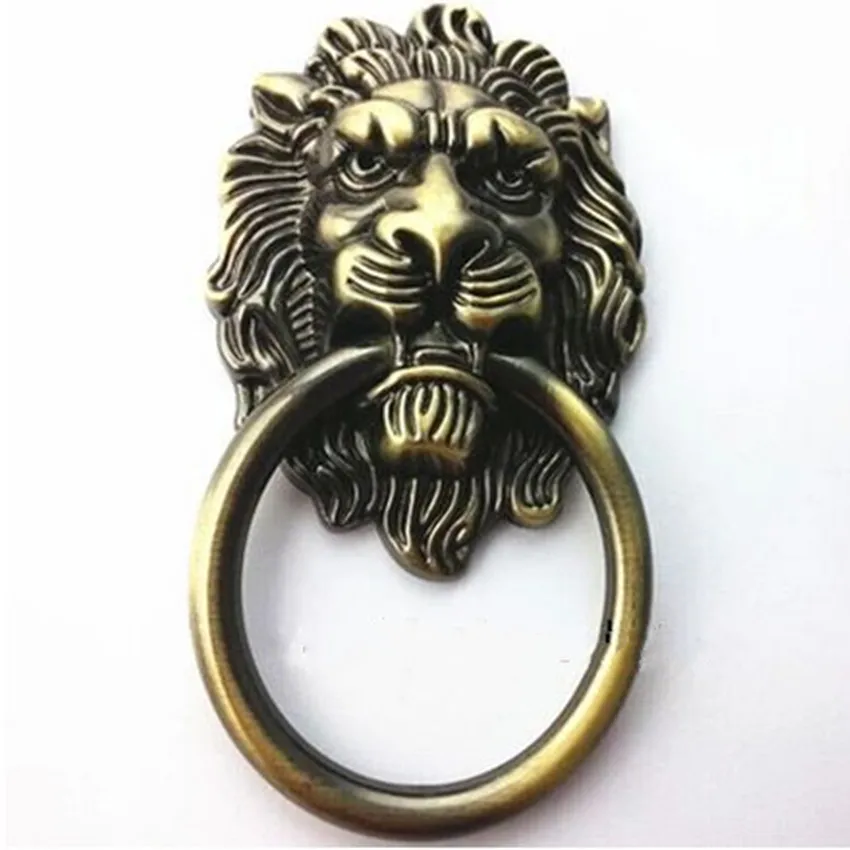 

110mm retro old drop ring antique bronze Lion head drawer dresser kitchen cabinet cupboard door handle pull knob hole pitch 45mm