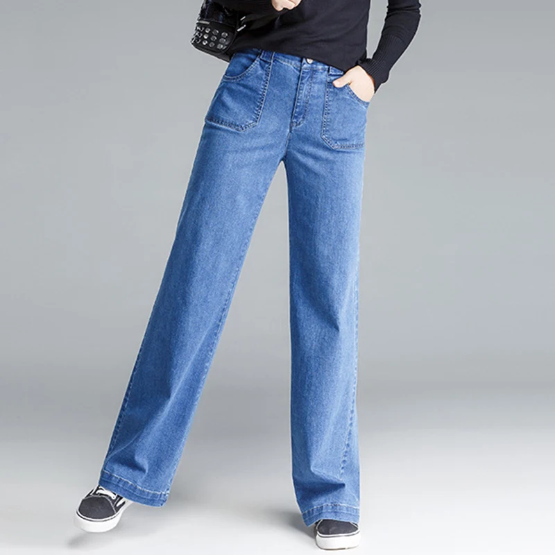 2018 New Casual Autumn Jeans Women Long Straight Soft Classic Zipper Loose Wide Leg Jeans Blue Female S To 4XL Drop Shipping
2018 New Casual Autumn Jeans Women Long Straight Soft Classic Zipper Loose Wide Leg Jeans Blue Female S To 4XL Drop Shipping