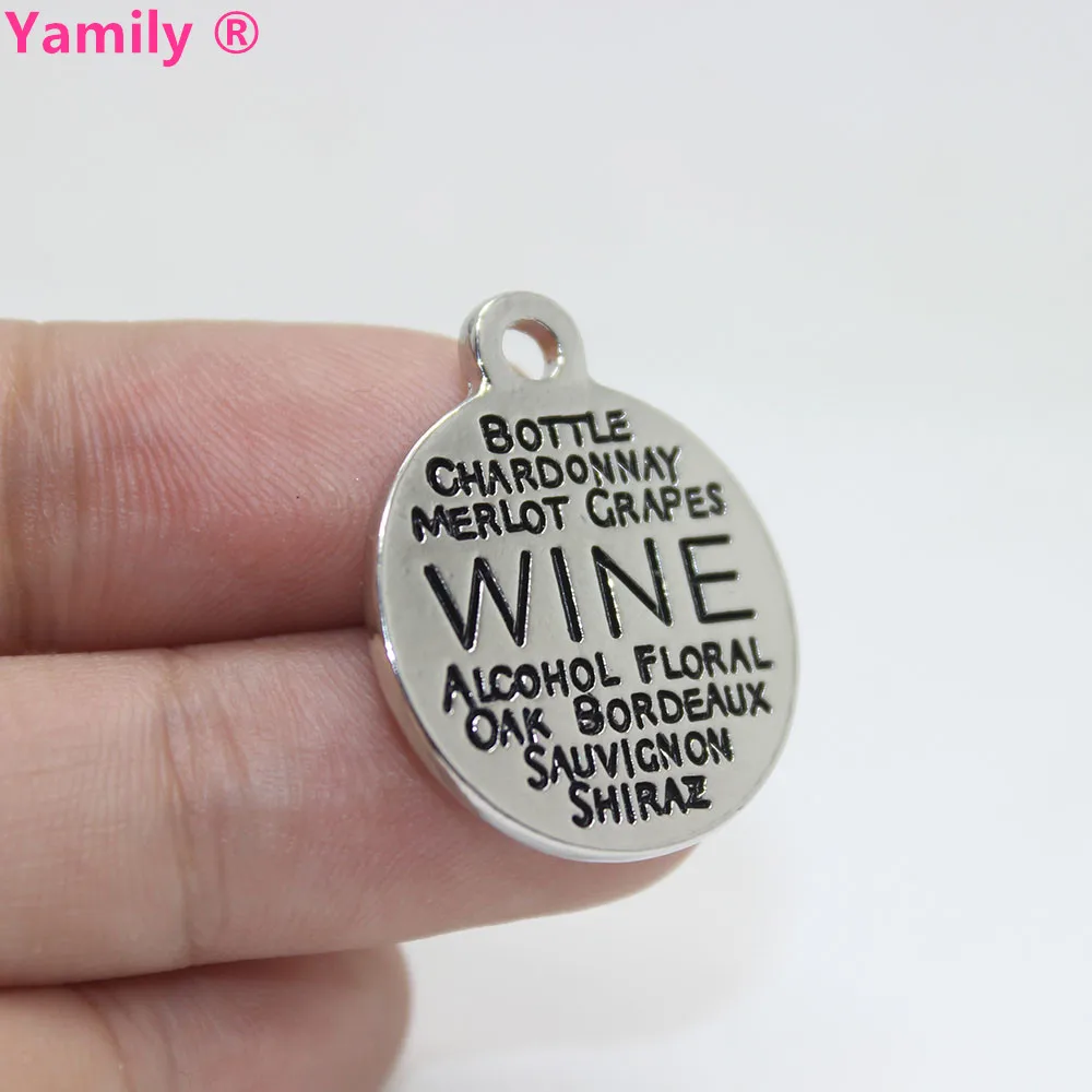 

8pcs--22mm wine zinc alloy Charm Word Collage Charms pendant for diy jewelry making