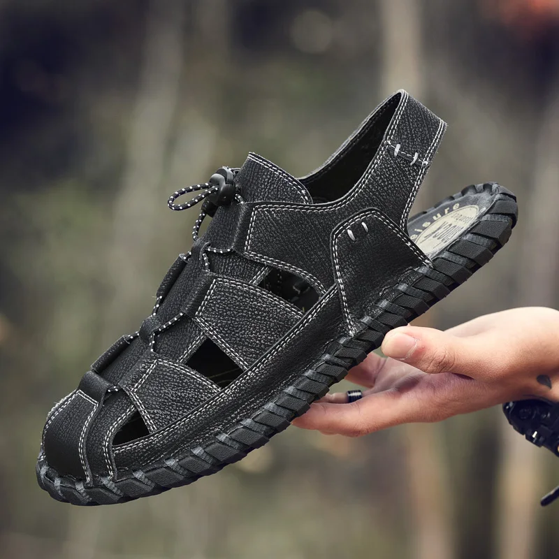 Leather Men Sandals Flats handmade sewing Comfortable Men Summer Breathable Beach Sandals Casual Men sandals Chaussure Homme l5
Leather Men Sandals Flats handmade sewing Comfortable Men Summer Breathable Beach Sandals Casual Men sandals Chaussure Homme l5