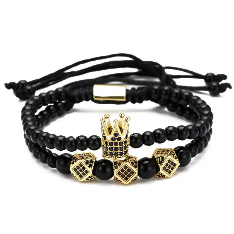 New Fashion Double Layers CZ Crown Cube Adjustable Men Bracelet 4/6mm Black Stone Beads Braiding Bracelet For Men Jewelry Gift
New Fashion Double Layers CZ Crown Cube Adjustable Men Bracelet 4/6mm Black Stone Beads Braiding Bracelet For Men Jewelry Gift