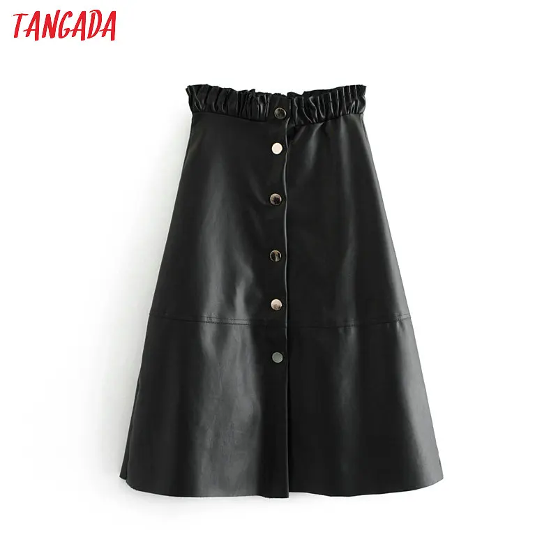Tangada women high waist female PU leather skirts sexy a line button ladies autumn retro black midi calf skirts 6A72
Tangada women high waist female PU leather skirts sexy a line button ladies autumn retro black midi calf skirts 6A72