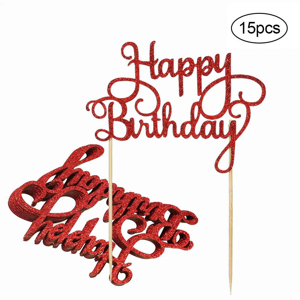 15pcs Happy Birthday Cake Topper Cupcake Dessert Decoration Supplies Glitter Paper For Party Home Decoration Accessories
15pcs Happy Birthday Cake Topper Cupcake Dessert Decoration Supplies Glitter Paper For Party Home Decoration Accessories