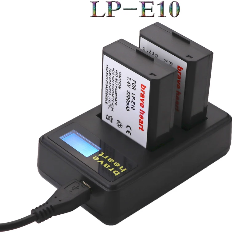 DUAL LCD USB charger + 2x 2200mAh LP-E10 bateria LP E10 LPE10 battery for Canon EOS 1100D 1200D Rebel T3 Kiss X50 SLR camera
DUAL LCD USB charger + 2x 2200mAh LP-E10 bateria LP E10 LPE10 battery for Canon EOS 1100D 1200D Rebel T3 Kiss X50 SLR camera