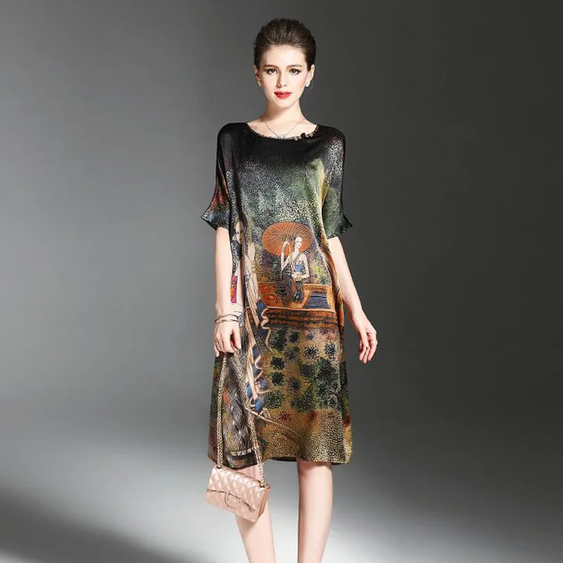 Women Dress Summer Printing Vintage Party Dresses Silk Clothes 2019 Loose Plus Size Dress Casual Beach Vestidos de Festa
Women Dress Summer Printing Vintage Party Dresses Silk Clothes 2019 Loose Plus Size Dress Casual Beach Vestidos de Festa