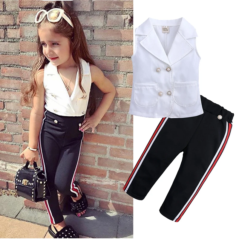 2019 Casual Toddler Girl Clothes New Summer Children Clothing Set White Tops Stripes Pants 2Pcs Kids Suit For Baby Girls Outfits
2019 Casual Toddler Girl Clothes New Summer Children Clothing Set White Tops Stripes Pants 2Pcs Kids Suit For Baby Girls Outfits