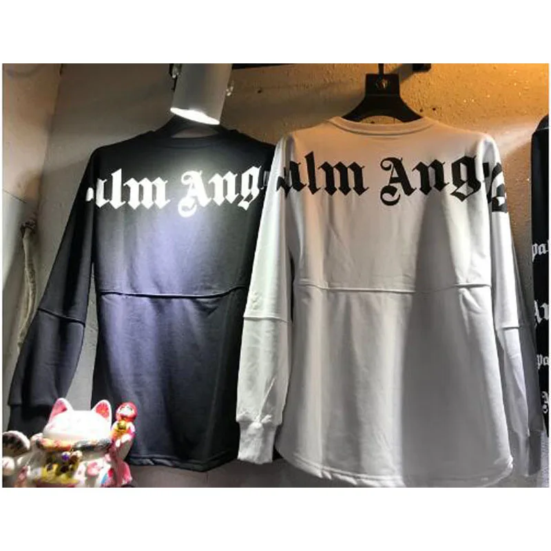 2019 Aw Spring Long Sleeve T-Shirt Palm Angels Men Women Streetwear Hip Hop Fashion Palm Angels T-Shirts Black And White Print
2019 Aw Spring Long Sleeve T-Shirt Palm Angels Men Women Streetwear Hip Hop Fashion Palm Angels T-Shirts Black And White Print