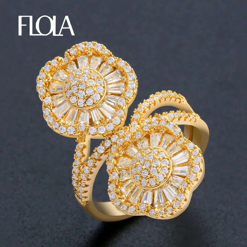 FLOLA Gold Cubic Zirconia Ring for Woman CZ Flower Luxury Women's Rings Dubai Jewelry anelli donna pietra Cocktail Ring righ41
FLOLA Gold Cubic Zirconia Ring for Woman CZ Flower Luxury Women's Rings Dubai Jewelry anelli donna pietra Cocktail Ring righ41