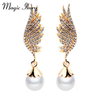 Magic Ikery Rose Gold Color simulated pearl Crystal Long Angel wings Drop dangle Earrings Fashion Jewelry for women MKY5195
Magic Ikery Rose Gold Color simulated pearl Crystal Long Angel wings Drop dangle Earrings Fashion Jewelry for women MKY5195