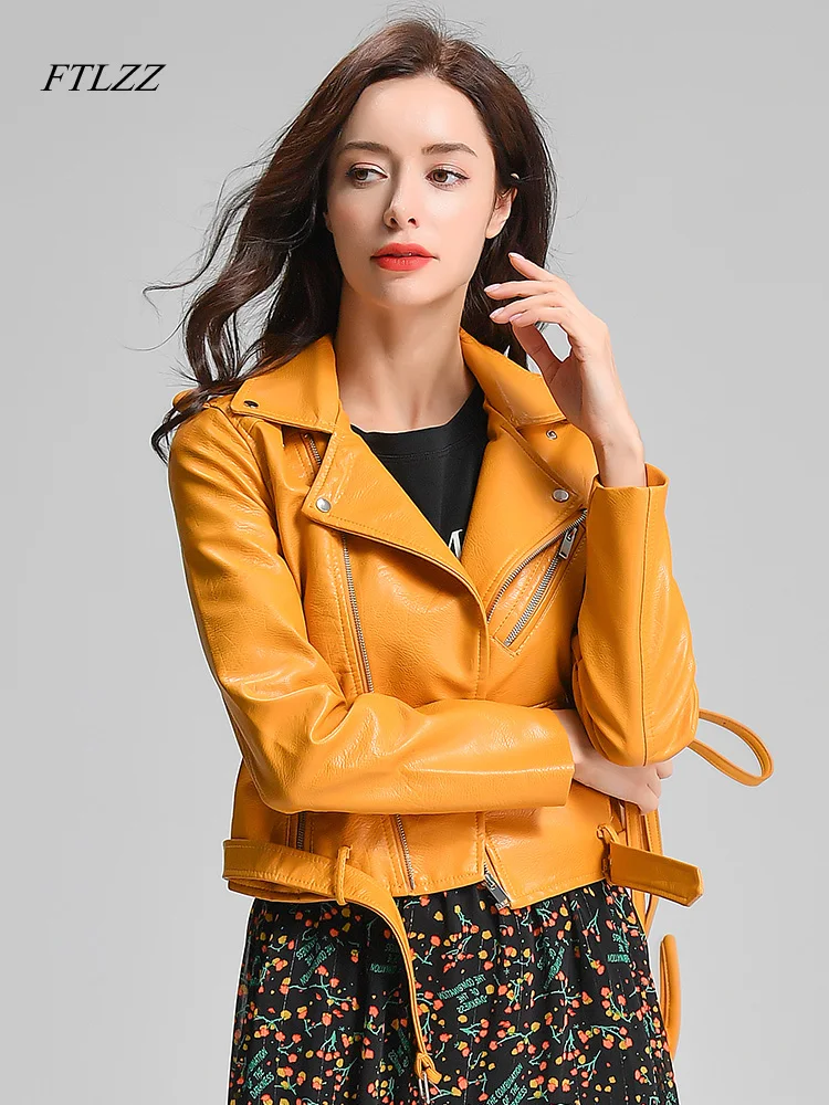 FTLZZ Moto Leather Jacket Women Short Leather Jacket Biker Coat Zipper Outerwear Slim Black Yellow Faux Leather Moto Jacket
FTLZZ Moto Leather Jacket Women Short Leather Jacket Biker Coat Zipper Outerwear Slim Black Yellow Faux Leather Moto Jacket