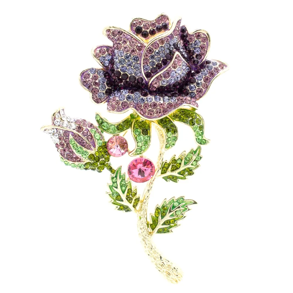 

Стразы брошь с кристаллами в виде Большой розы, цветок, листья, булавка для женщин, ювелирные изделия, бесплатная доставка FA5068