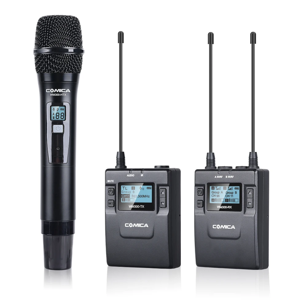 CoMica CVM-WM300B UHF 96Channels Wireless Lavalier Microphone Handheld Metal Mic 2 Transmitters 1 Receiver 120M Smooth Recording
CoMica CVM-WM300B UHF 96Channels Wireless Lavalier Microphone Handheld Metal Mic 2 Transmitters 1 Receiver 120M Smooth Recording