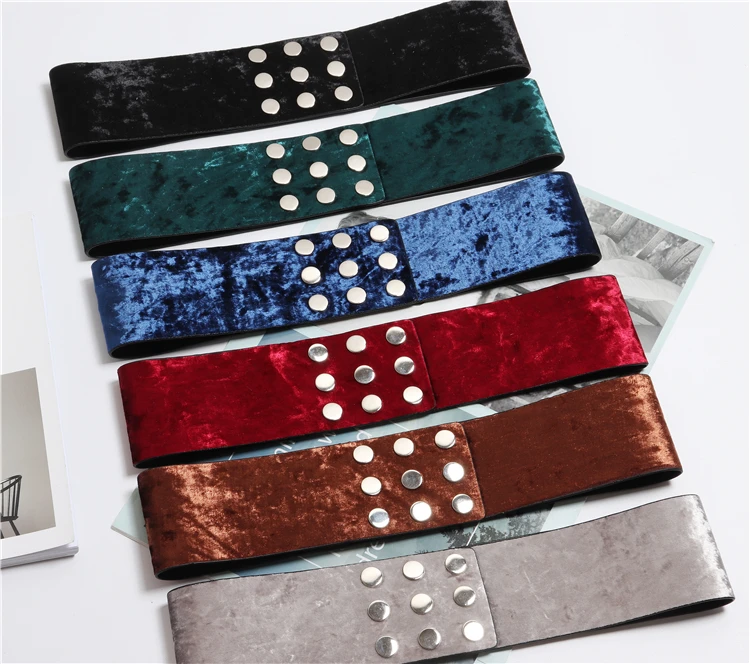Blue Red Green Solid Velvet PU Fabric Waist Band Women Wide Corset Girdle Belt Fashion Female Dress Waistband Belt Accessories
Blue Red Green Solid Velvet PU Fabric Waist Band Women Wide Corset Girdle Belt Fashion Female Dress Waistband Belt Accessories