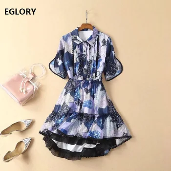 Vintage Dress 2019 Summer Style Women Turn-down Collar Chic Print Lace Patchwork Short Sleeve Asymmetrical Long Shirt Dress
Vintage Dress 2019 Summer Style Women Turn-down Collar Chic Print Lace Patchwork Short Sleeve Asymmetrical Long Shirt Dress