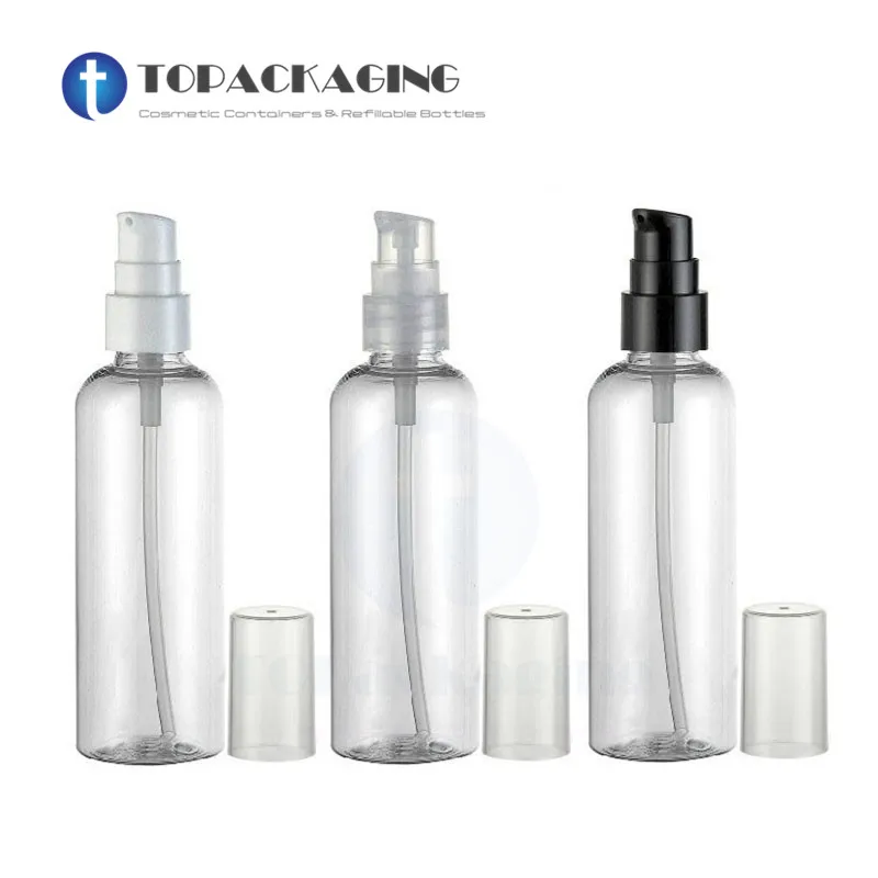 

100ML Transparent Plastic Cosmetic Container Empty Shower Gel Shampoo Lotion Pump Bottle Makeup Packing Essence Oil Refillable