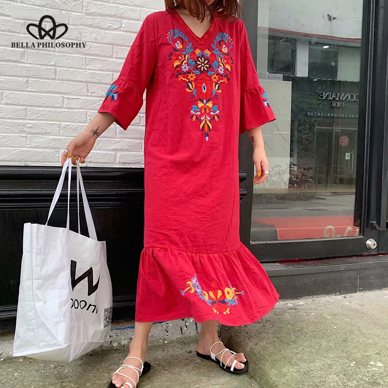 Women Summer Half Sleeve Floral Long Dress Vintage Embroidery Female Retro Boho Dress Street Wear Lady Holiday Dress
Women Summer Half Sleeve Floral Long Dress Vintage Embroidery Female Retro Boho Dress Street Wear Lady Holiday Dress
