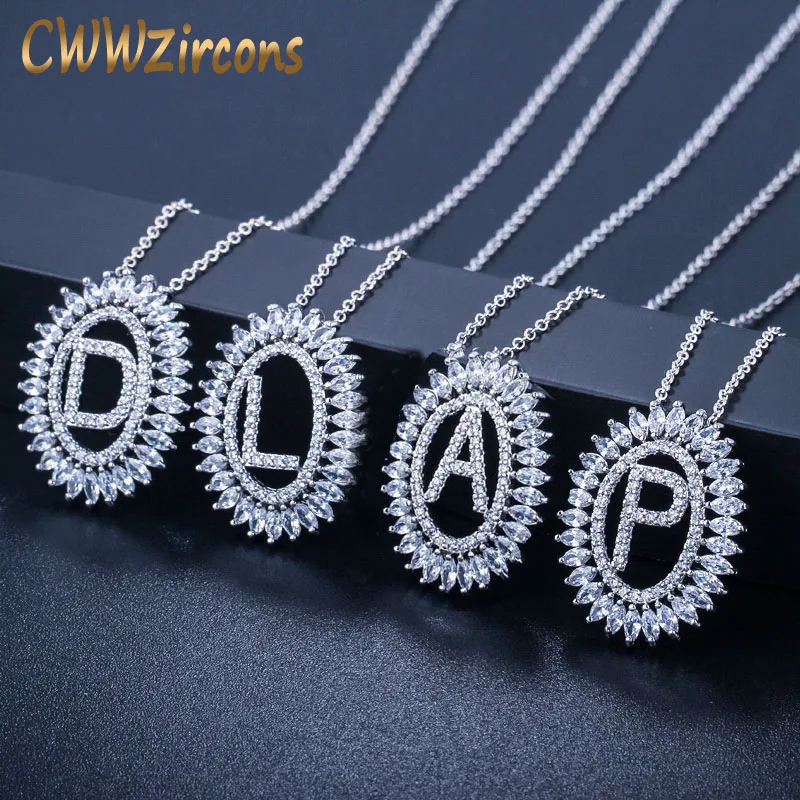 CWWZircons Trendy Cubic Zirconia Stone Pave Silver Color Round Drop Initial Letter Pendant Necklace For Women Jewelry Gift CP078
CWWZircons Trendy Cubic Zirconia Stone Pave Silver Color Round Drop Initial Letter Pendant Necklace For Women Jewelry Gift CP078