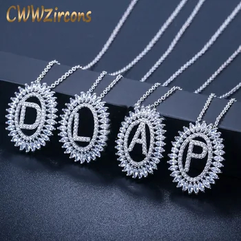 CWWZircons Trendy Cubic Zirconia Stone Pave Silver Color Round Drop Initial Letter Pendant Necklace For Women Jewelry Gift CP078
CWWZircons Trendy Cubic Zirconia Stone Pave Silver Color Round Drop Initial Letter Pendant Necklace For Women Jewelry Gift CP078