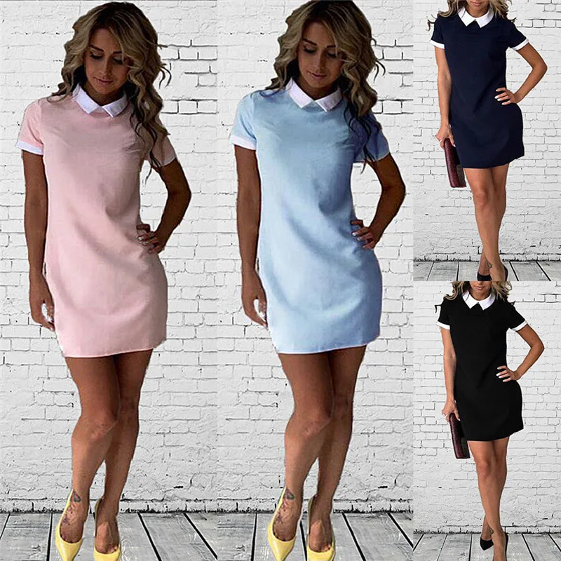 Summer Mini Dresses Ladies Office Vestidos Cute PeterPan Collar School Preppy Style fashion Summer White Collar Short Sleeve
Summer Mini Dresses Ladies Office Vestidos Cute PeterPan Collar School Preppy Style fashion Summer White Collar Short Sleeve