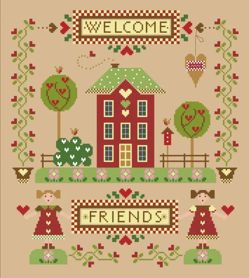 Welcome friends cross stitch kit cartoon design cotton silk thread 14ct 11ct linen flaxen canvas embroidery DIY needlework
Welcome friends cross stitch kit cartoon design cotton silk thread 14ct 11ct linen flaxen canvas embroidery DIY needlework