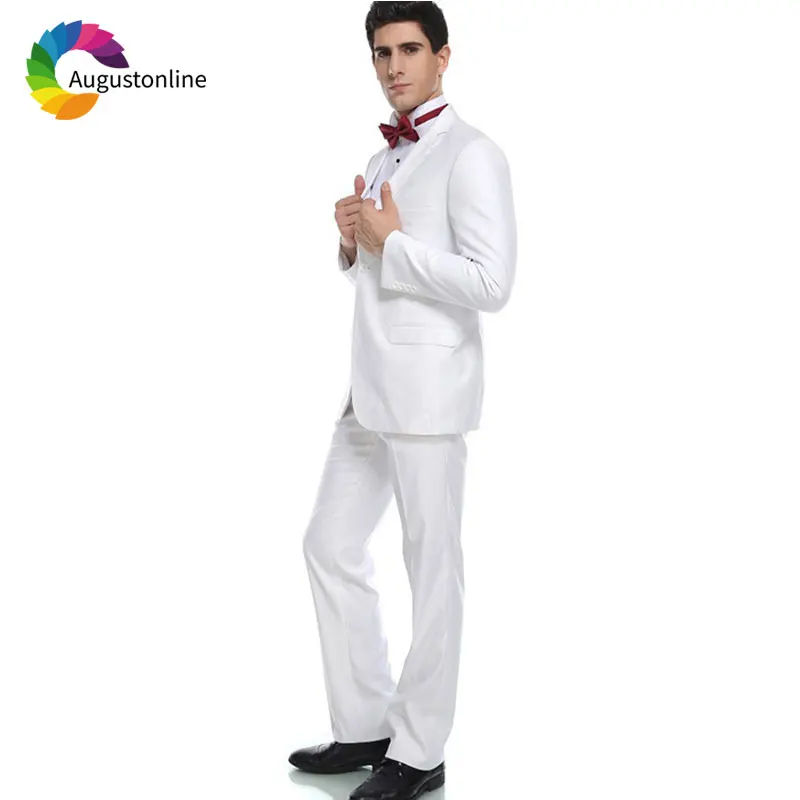 

Latest Designs White Men Suit Wedding Suit Groom Tuxedos Slim Fit Bridegroom Suit 2 Piece Best Man Blazer Jacket Pants Prom Wear