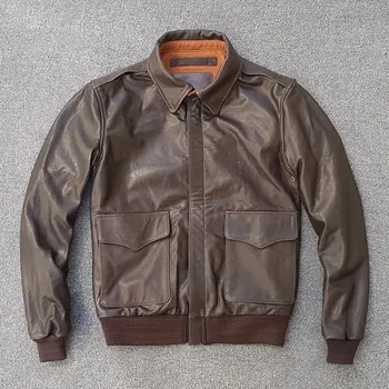 100% Cowhide Genuine Leather Pilot jacket Mens High Quality Vintage Zipper Lapel Bomber Jacket Classic Slim Fit Plus Size Coat
100% Cowhide Genuine Leather Pilot jacket Mens High Quality Vintage Zipper Lapel Bomber Jacket Classic Slim Fit Plus Size Coat