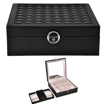 Portable PU Leather Jewelry Storage Box Earring Necklace Holder Square Jewelry Case Holders Storage Box Organizer with Mirror
Portable PU Leather Jewelry Storage Box Earring Necklace Holder Square Jewelry Case Holders Storage Box Organizer with Mirror