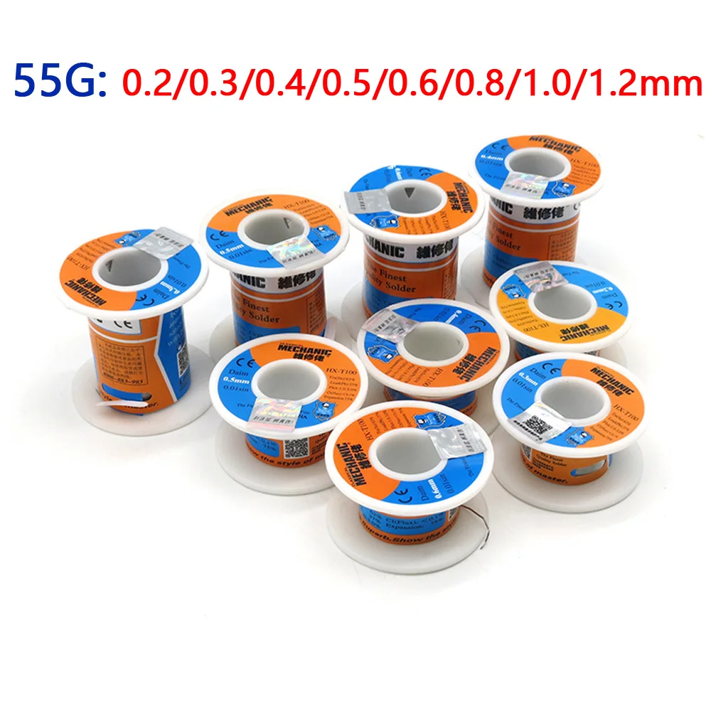 MECHANIC 55g Solder Wire Reel Rosin Core 0.2/0.3/0.4/0.6/0.8/1.0/1.2mm Low Melting Point Soldering Tin BGA Welding Tools
MECHANIC 55g Solder Wire Reel Rosin Core 0.2/0.3/0.4/0.6/0.8/1.0/1.2mm Low Melting Point Soldering Tin BGA Welding Tools