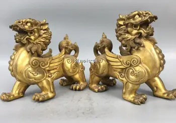 Pair 6'' Brass chinese folk mythical wild animal plutus dragon kylin PiXiu
Pair 6'' Brass chinese folk mythical wild animal plutus dragon kylin PiXiu