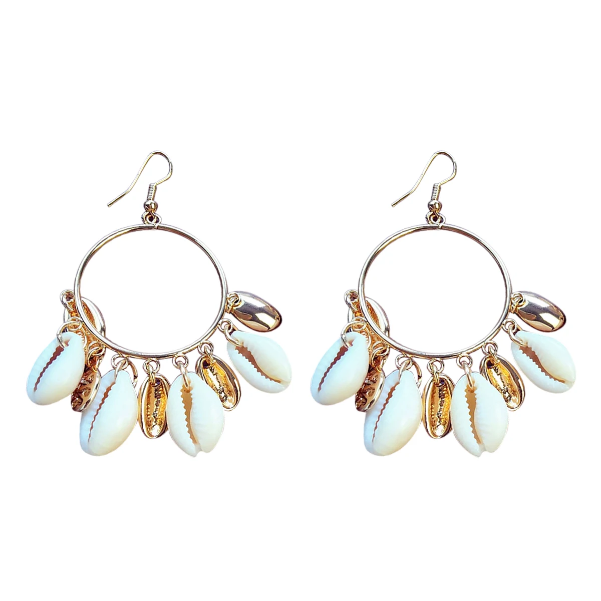 Fashion Women Big Circle Drop Earring Plated Gold Color Shell Natural Sea Shell Drop Earring Retro Charming Boho Earring Jewelry
Fashion Women Big Circle Drop Earring Plated Gold Color Shell Natural Sea Shell Drop Earring Retro Charming Boho Earring Jewelry