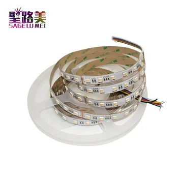 

DC12V/DC24V 5050 60leds/m RGB+CCT LED Strip 5in 1 chips DC24volt 12mm width CW+RGB+WW led flexible strips IP20/ IP67 waterproof