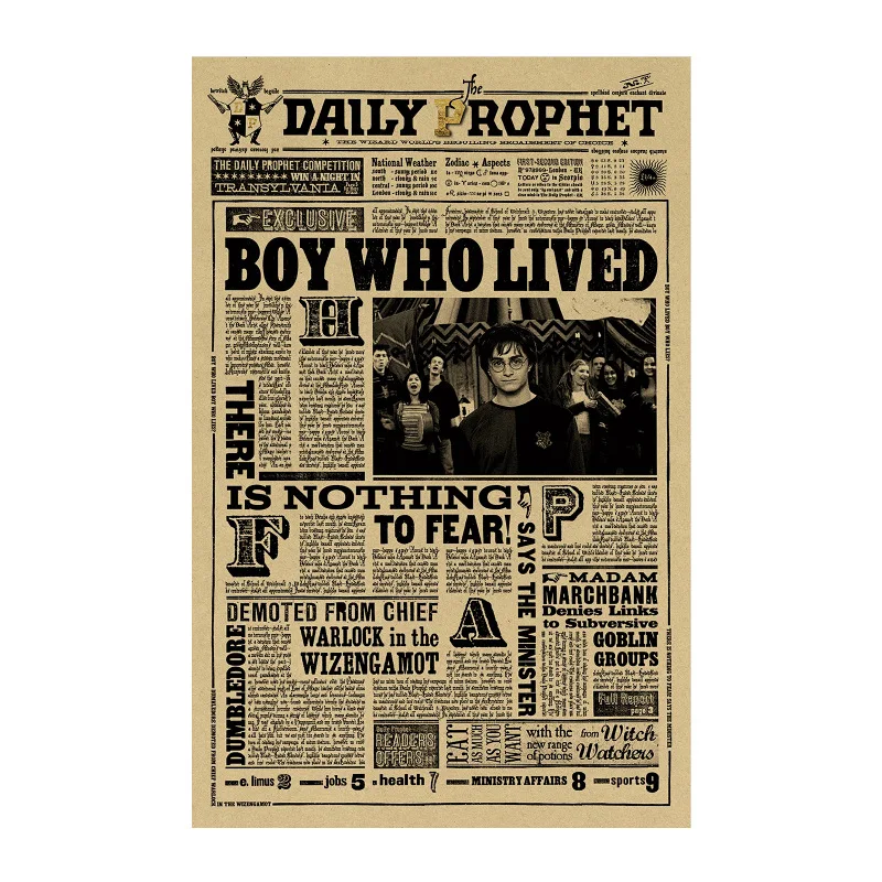 Harry Potter magic world / Old newspapers /kraft paper/Wall stickers/bar poster/Retro Poster/decorative painting 51x35.5cm
Harry Potter magic world / Old newspapers /kraft paper/Wall stickers/bar poster/Retro Poster/decorative painting 51x35.5cm