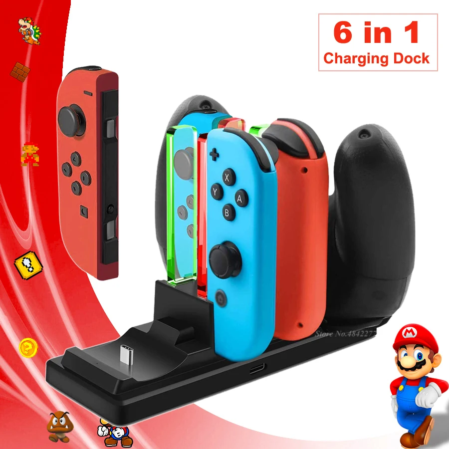 6 in 1 Nintend Switch Dock Accessories 4 Joycon+2 Pro Controller Charger Charging Station Nintendoswitch for Nintendos NS Games
6 in 1 Nintend Switch Dock Accessories 4 Joycon+2 Pro Controller Charger Charging Station Nintendoswitch for Nintendos NS Games