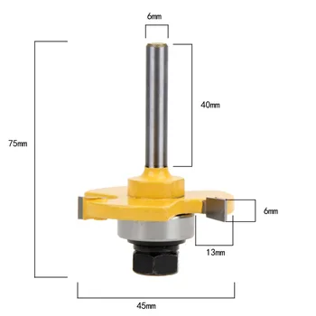 2pcs Tongue and Groove Router Bit Set 3/4"Stock 1/4"Shank 3 Teeth T-shape Wood Woodworking Cutter Tool High Quality
2pcs Tongue and Groove Router Bit Set 3/4"Stock 1/4"Shank 3 Teeth T-shape Wood Woodworking Cutter Tool High Quality