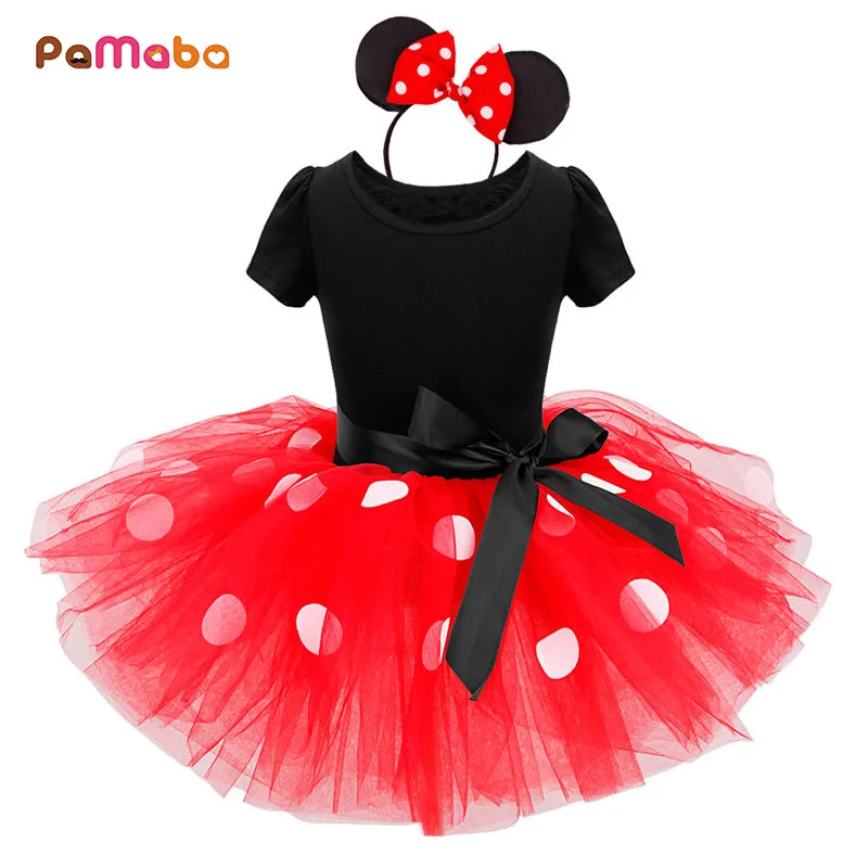 PaMaBa/платье с Минни для новорожденных девочек красное/розовое платье-пачка в