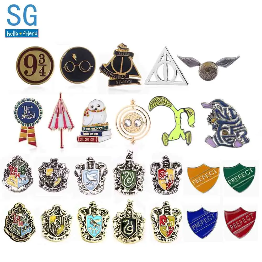SG 20pcs/Lot HP Wizard Medal Badge Logo Brooches Pins Hogwarts School Potter Time Turner Shield Kids Bag Coat Jewelry Gift
SG 20pcs/Lot HP Wizard Medal Badge Logo Brooches Pins Hogwarts School Potter Time Turner Shield Kids Bag Coat Jewelry Gift