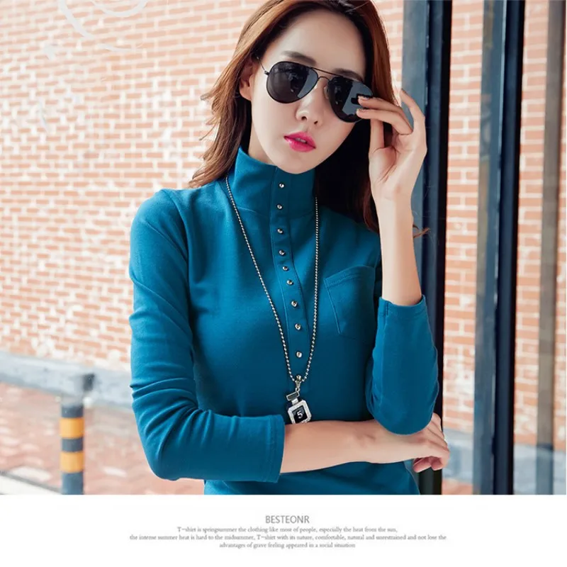 S-3XL!Autumn Korea Edition Female Elastic Turtleneck Long Sleeve T-shirt Lady Cotton Base T-shirt Tunic T-Shirt
S-3XL!Autumn Korea Edition Female Elastic Turtleneck Long Sleeve T-shirt Lady Cotton Base T-shirt Tunic T-Shirt
