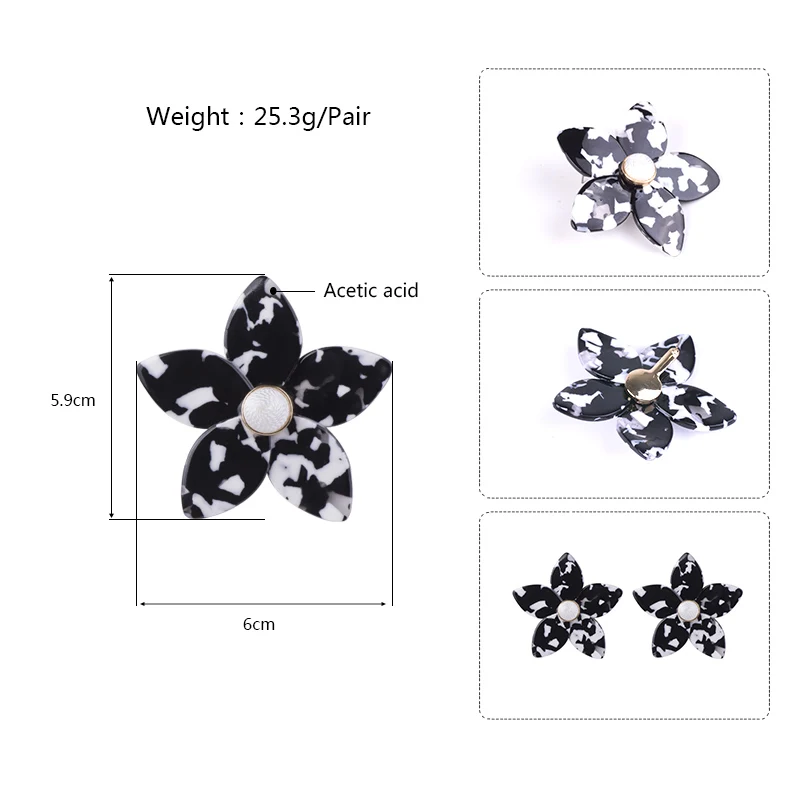 Vintage Acetic Resin Earrings Flower for Women 2019 Big Acrylic Earings Black for Girls Fashion Elegant Summer Jewelry Brincos (7)