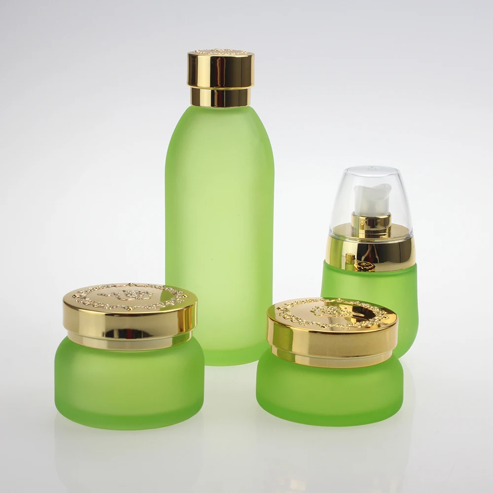 120 ml green frost glass packaging with gold and silver lid ,empty 4 oz glass green frost lotion bottle cosmetic packaging
120 ml green frost glass packaging with gold and silver lid ,empty 4 oz glass green frost lotion bottle cosmetic packaging