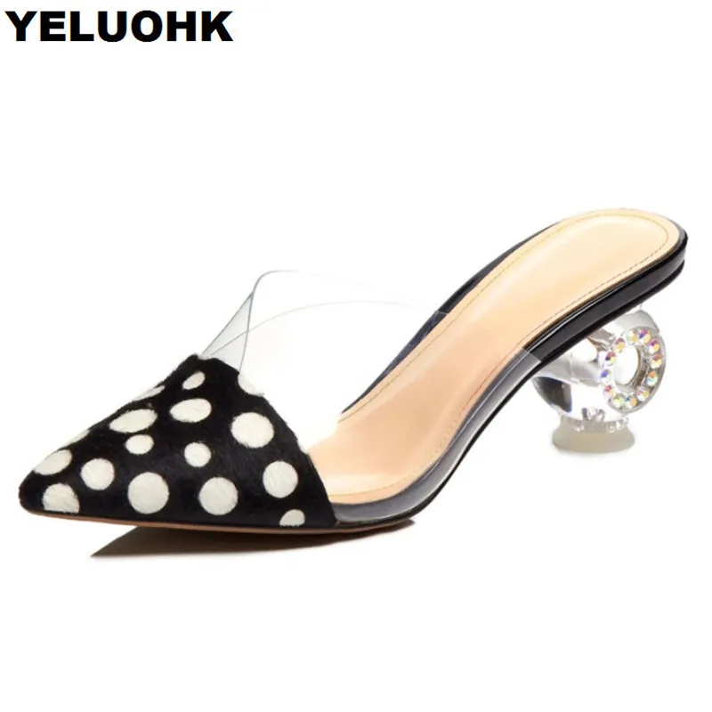 Polka Dot Pointed Toe Horsehair Sandals Women Summer Shoes Rhinestone Clear Heel Women High Heels Fashion Women Loafers
Polka Dot Pointed Toe Horsehair Sandals Women Summer Shoes Rhinestone Clear Heel Women High Heels Fashion Women Loafers